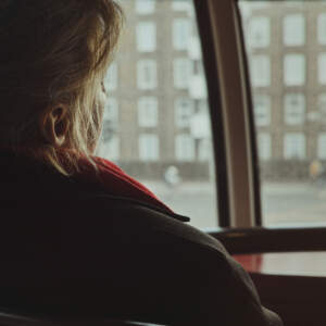 Tomo Brejc, Woman With a Red Scarf, 2022